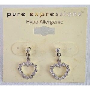 ❤️Pure Expressions Dangle Hypo-allergenic Crystal Heart Earrings Fashion Jewelry